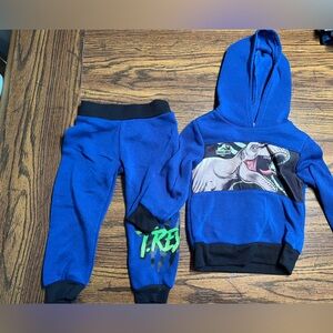 Jurassic World boys blue T-Rex matching outfit set 2T